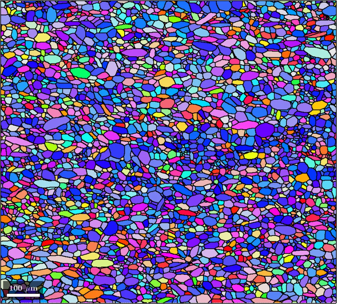 Anisotropic power diagram fitted to the EBSD map
